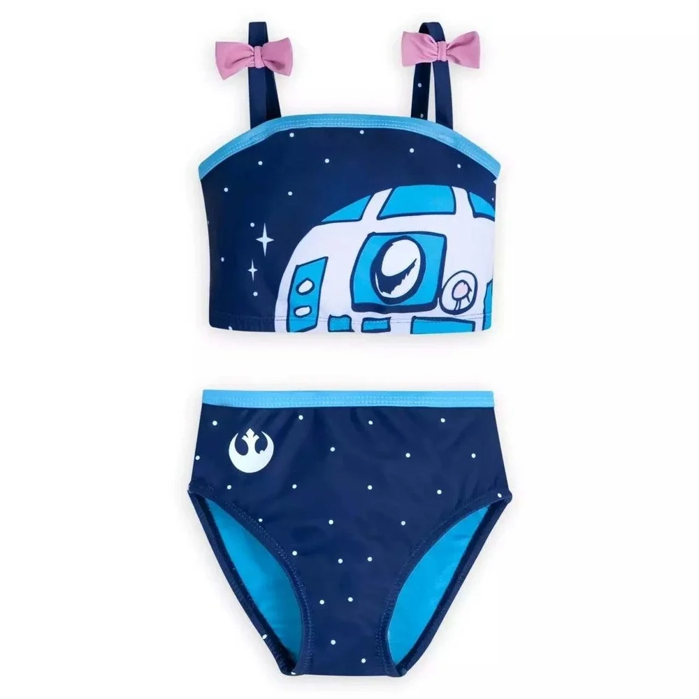 Disney Store Star Wars R2-D2 Girls Two Piece Swimsuit Sz 9/10  Droid Summer NEW